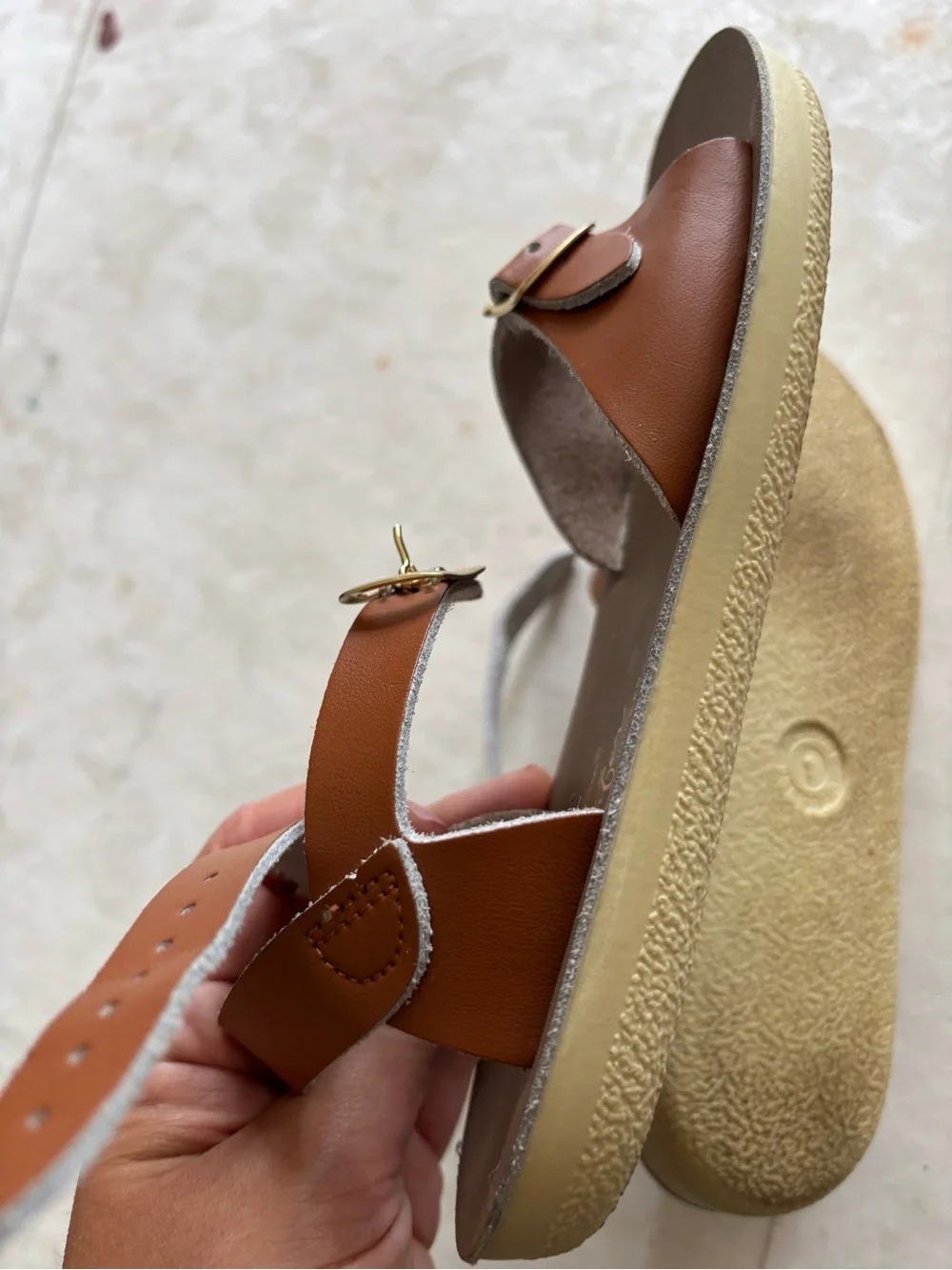 Salt Water Girl Brown Leather Buckle Sandals size 1